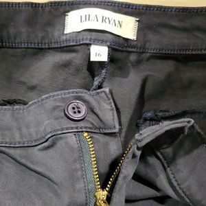 Lila Ryan brand Navy Blue Jase Slim Straight Capri Trousers